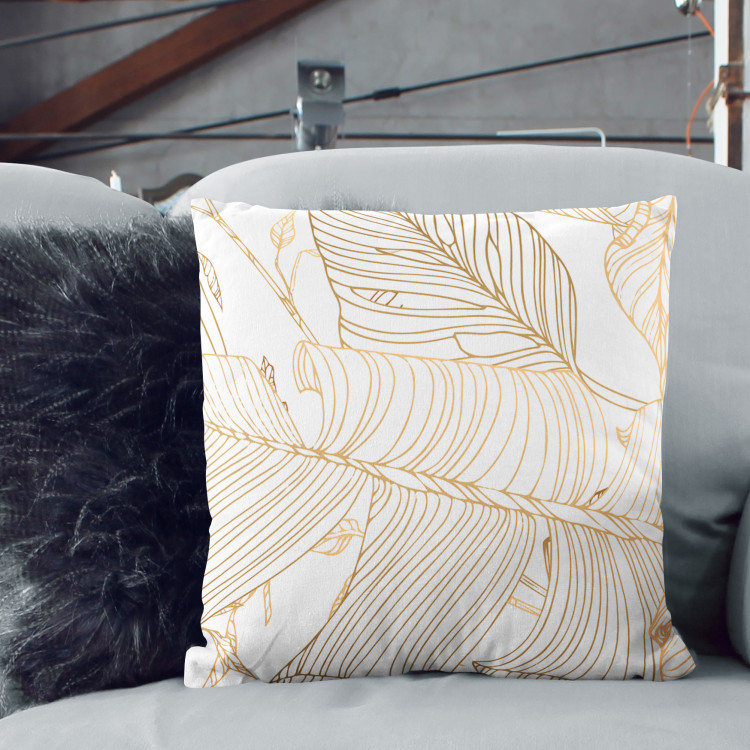 Decorative Microfiber Pillow Art Nouveau leaves - a minimalist floral pattern in gold cushions 146796 additionalImage 7
