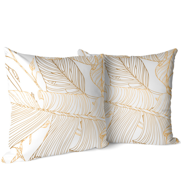 Decorative Microfiber Pillow Art Nouveau leaves - a minimalist floral pattern in gold cushions 146796 additionalImage 4