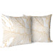 Decorative Microfiber Pillow Art Nouveau leaves - a minimalist floral pattern in gold cushions 146796 additionalThumb 4