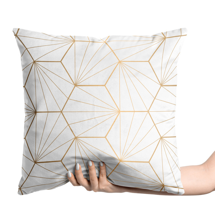 Decorative Velor Pillow Gold hexagons - an abstract geometric glamour composition 147096 additionalImage 4