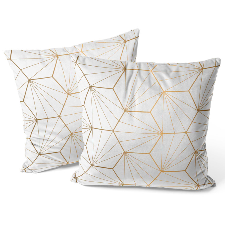 Decorative Velor Pillow Gold hexagons - an abstract geometric glamour composition 147096 additionalImage 3