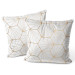 Decorative Velor Pillow Gold hexagons - an abstract geometric glamour composition 147096 additionalThumb 3