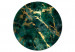 Round Canvas Malachite Marble - Golden Cracks on Green Stone 148696