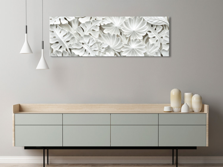 Canvas Print Alabaster Garden (1-piece) Narrow - abstraction in white flowers 149096 additionalImage 3