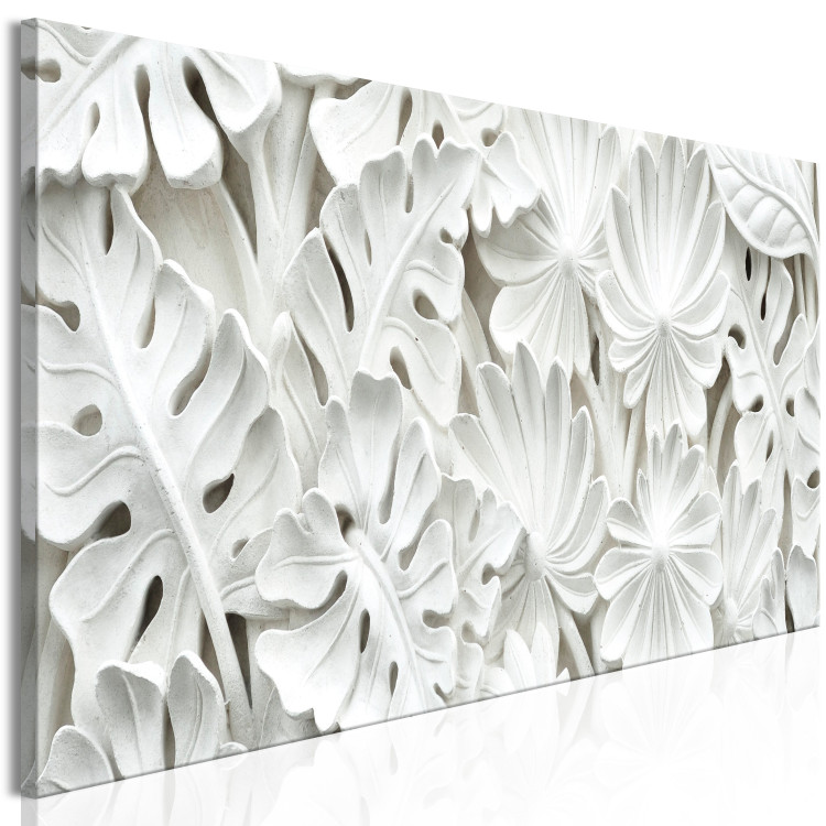 Canvas Print Alabaster Garden (1-piece) Narrow - abstraction in white flowers 149096 additionalImage 2
