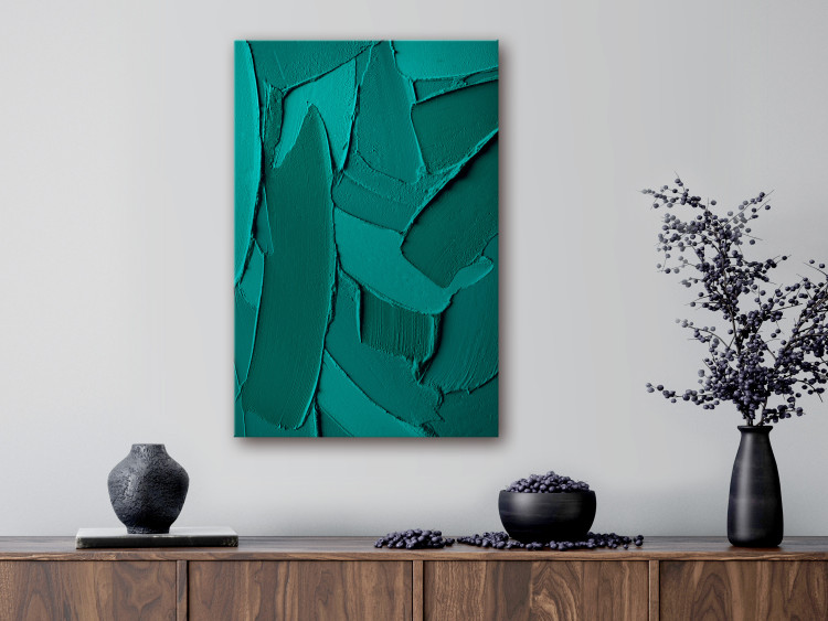 Canvas Art Print Green Abstraction (1-piece) - emerald brushstrokes 149696 additionalImage 3