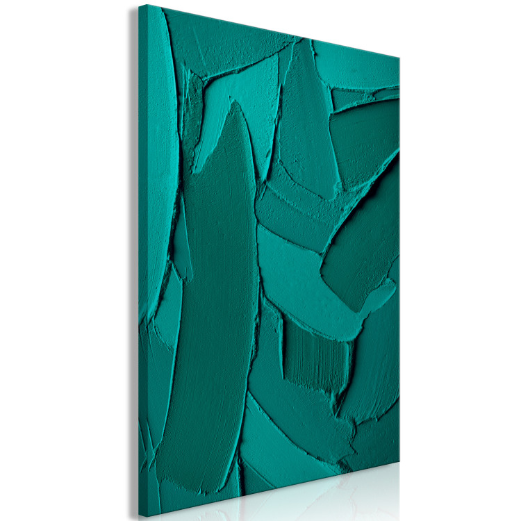 Canvas Art Print Green Abstraction (1-piece) - emerald brushstrokes 149696 additionalImage 2