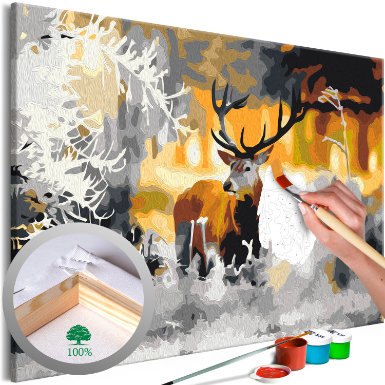 Paint by Number Kit Deer in the Wild - Winter Landscape of Forest Fauna and Flora 149796