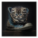 Canvas Print AI Maine Coon Cat - Tiny Blue-Eyed Animal in a Shoe - Square 150096