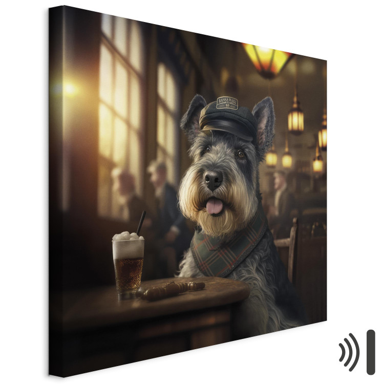 Canvas Art Print AI Dog Miniature Schnauzer - Portrait of a Animal in a Pub With a Beer - Square 150296 additionalImage 8