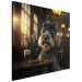 Canvas Art Print AI Dog Miniature Schnauzer - Portrait of a Animal in a Pub With a Beer - Square 150296 additionalThumb 2