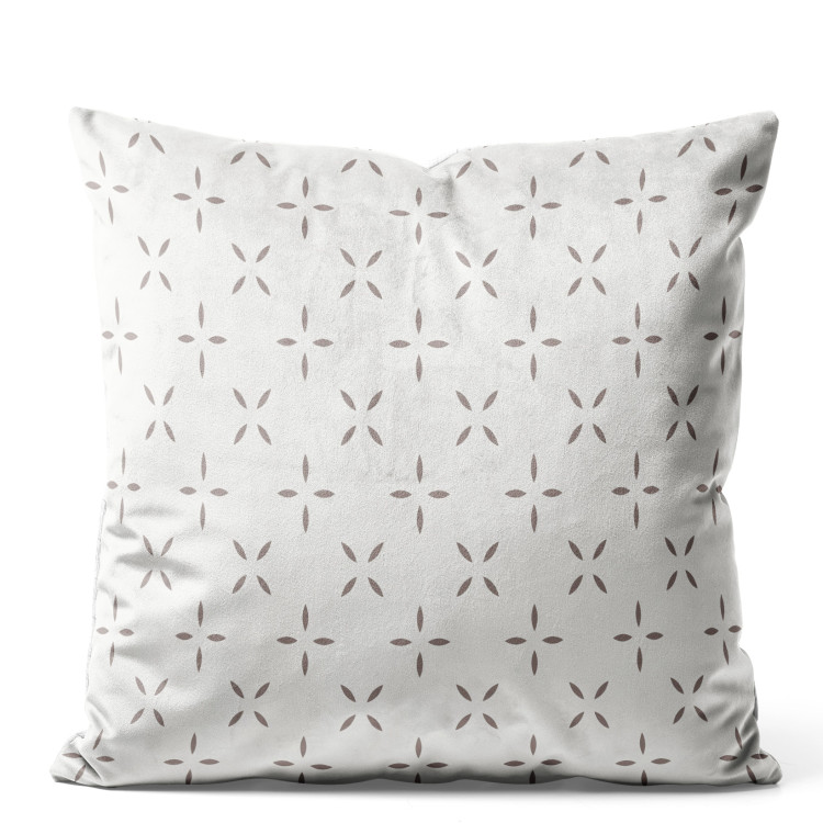 Decorative Velor Pillow Small Ornaments - A Minimalist Pattern on a Light Subdued Background 151396