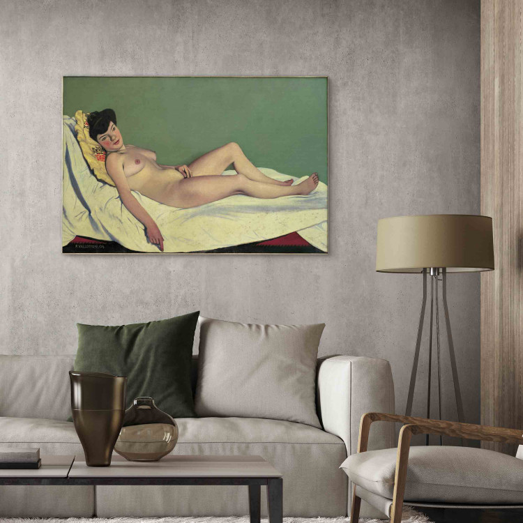 Art Reproduction Femme nue couchee sur un drap blanc, coussin jaune 155696 additionalImage 5