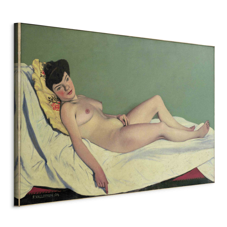 Art Reproduction Femme nue couchee sur un drap blanc, coussin jaune 155696 additionalImage 2