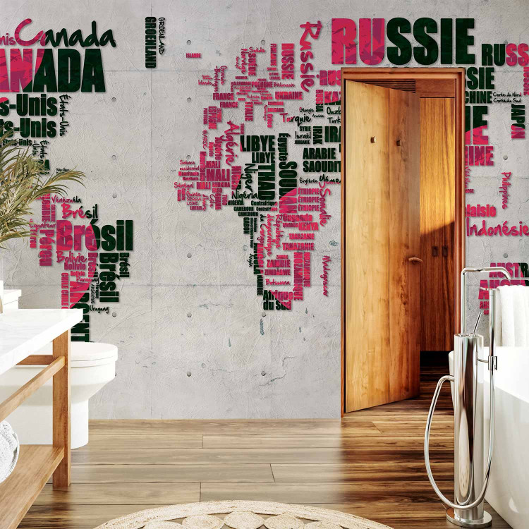 Wall Mural Pink and Black Continents - World Map with French Text 59996 additionalImage 8