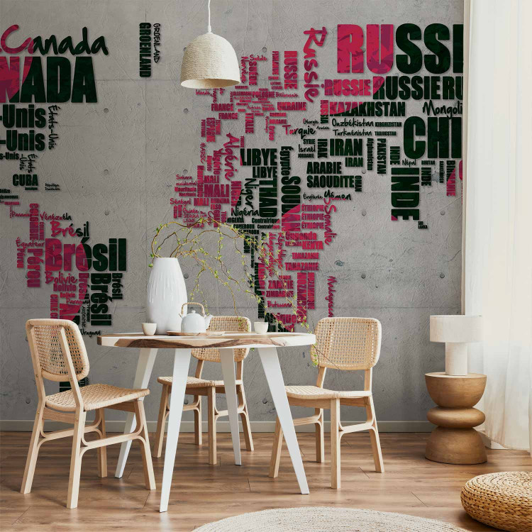 Wall Mural Pink and Black Continents - World Map with French Text 59996 additionalImage 6