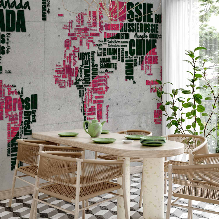 Wall Mural Pink and Black Continents - World Map with French Text 59996 additionalImage 7