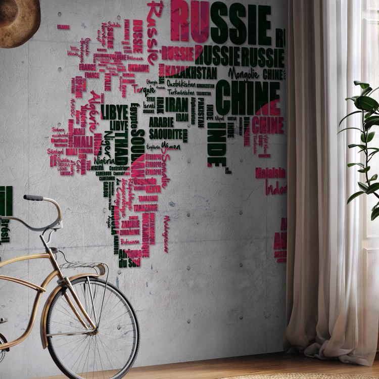 Wall Mural Pink and Black Continents - World Map with French Text 59996 additionalImage 4