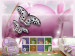 Photo Wallpaper Butterfly Planet - White spotted butterflies on a blurred ball and flowers background 61296
