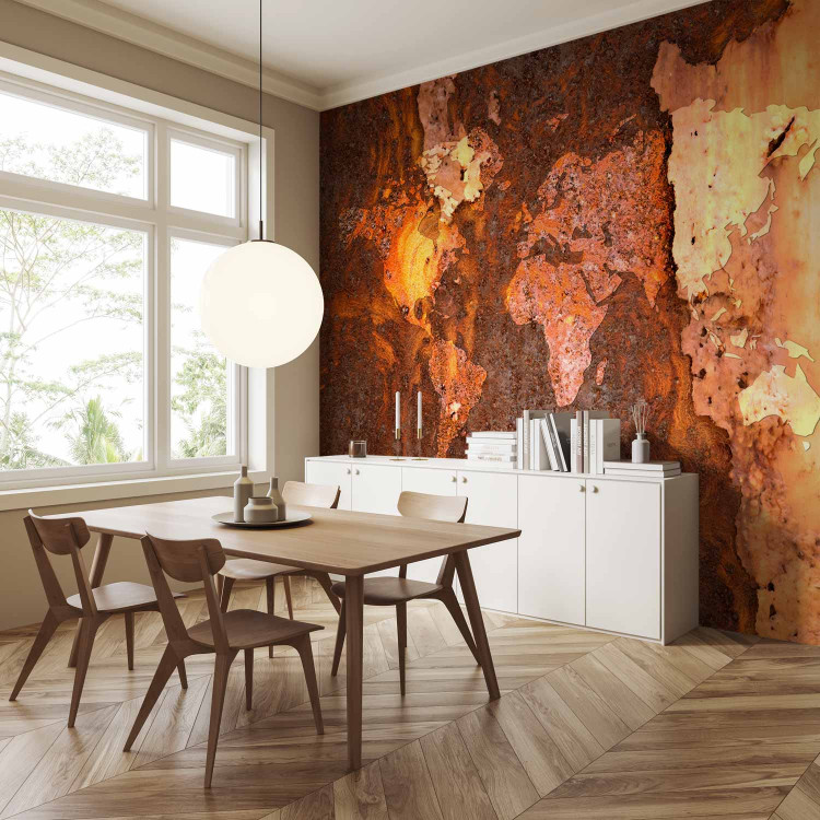 Photo Wallpaper Metallic continents - metal textured world map with rust effect 92796 additionalImage 7