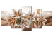 Canvas Print Brown Graces (5-piece) - Plump Lilies and Brown Ornaments in the Background 93796