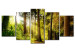 Canvas Print Morning Song (5-part) - sun rays in the center of a dense forest 94196