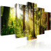 Canvas Print Morning Song (5-part) - sun rays in the center of a dense forest 94196 additionalThumb 2