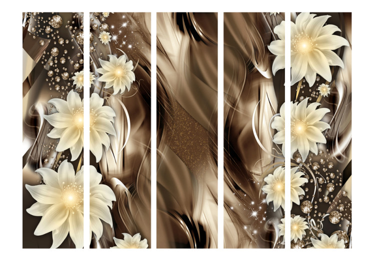 Room Separator Depth of Bronze II - white flowers on a background of bronze abstraction with diamonds 95396 additionalImage 3