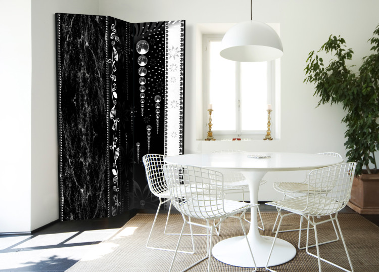 Room Divider Screen Black Elegance - black and white texture with ornaments and flowers 95696 additionalImage 4