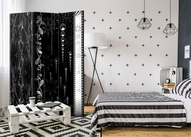 Room Divider Screen Black Elegance - black and white texture with ornaments and flowers 95696 additionalImage 2