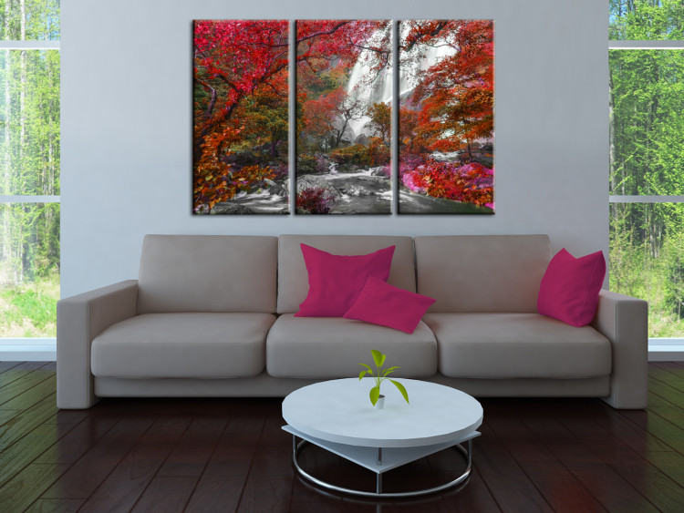 Canvas Beautiful Waterfall: Autumnal Forest - Landscape of Enchanting Trees 97396 additionalImage 3
