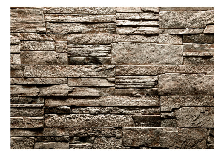 Wall Mural Brown stone - background with irregular texture of stone blocks 98096 additionalImage 1