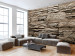 Wall Mural Brown stone - background with irregular texture of stone blocks 98096