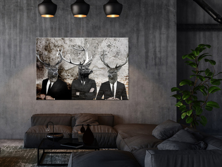 Canvas Print Deer in Suits (1-piece) - Playful Characters in Banksy Style 106107 additionalImage 3