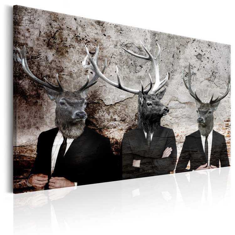 Canvas Print Deer in Suits (1-piece) - Playful Characters in Banksy Style 106107 additionalImage 2