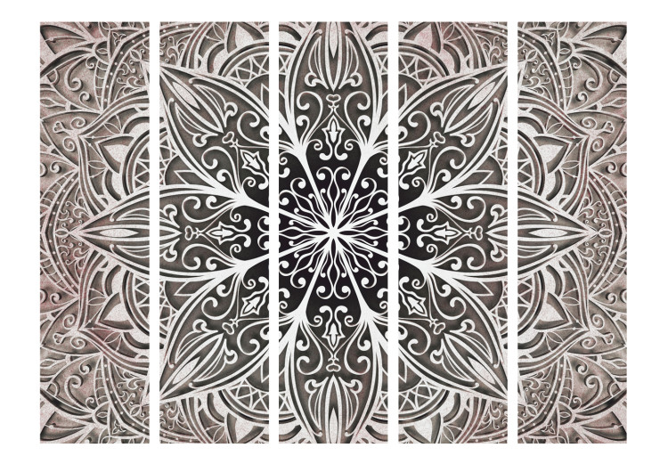 Room Divider Screen Feathers (Pink) II - oriental mandala with pink accent in Zen style 107407 additionalImage 3