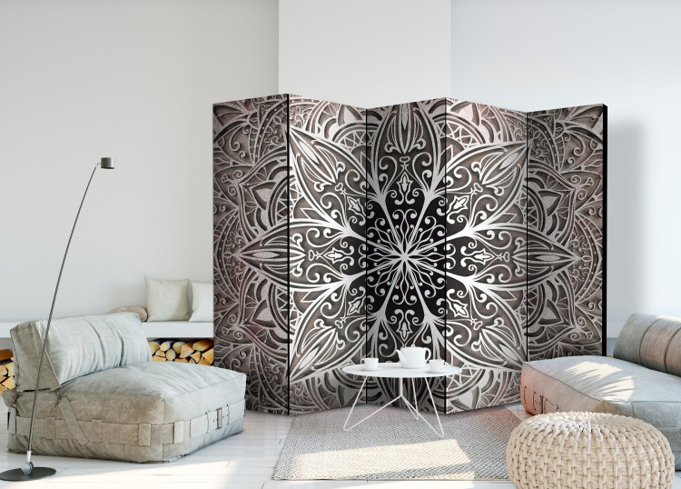 Room Divider Screen Feathers (Pink) II - oriental mandala with pink accent in Zen style 107407 additionalImage 4