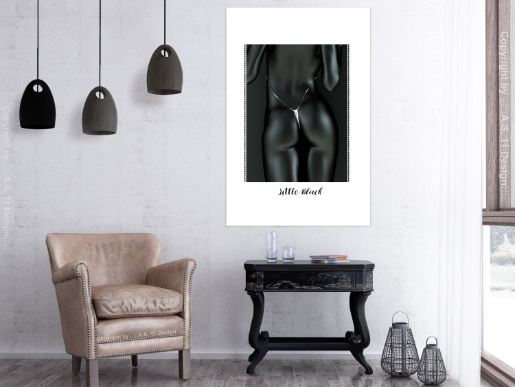 Wall Poster Little black - black and white sensual composition with a woman and texts 115007 additionalImage 2