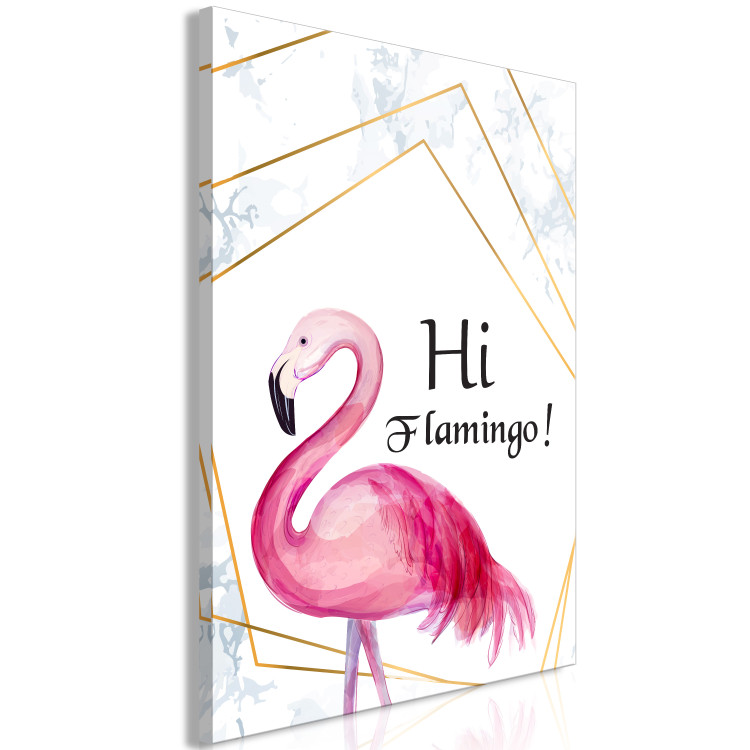 Canvas Print Rose in Geometric Frame (1-part) - Flamingo Against a Sign 115307 additionalImage 2