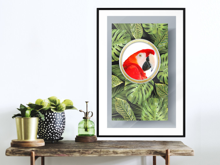 Wall Poster Parrot in the jungle - colorful bird on a background of green tropical leaves 116407 additionalImage 4