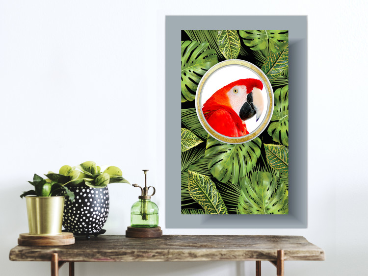 Wall Poster Parrot in the jungle - colorful bird on a background of green tropical leaves 116407 additionalImage 17