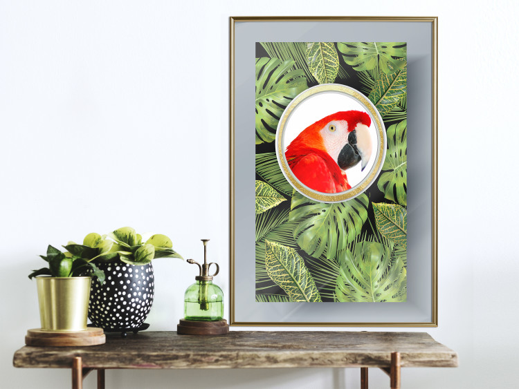 Wall Poster Parrot in the jungle - colorful bird on a background of green tropical leaves 116407 additionalImage 7