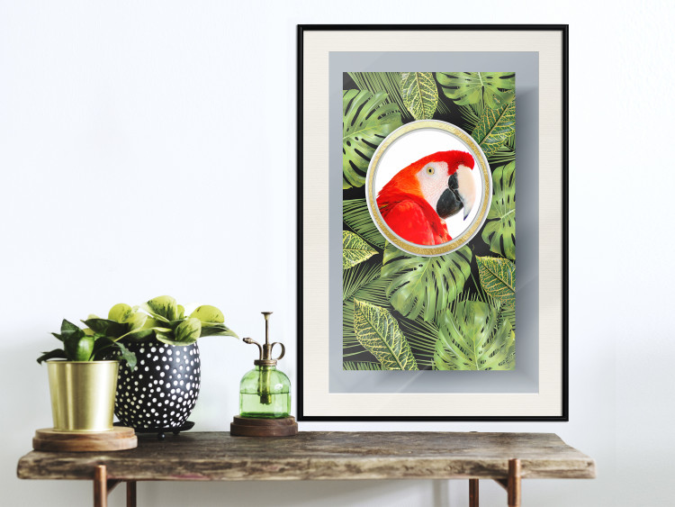 Wall Poster Parrot in the jungle - colorful bird on a background of green tropical leaves 116407 additionalImage 22