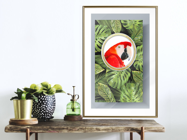 Wall Poster Parrot in the jungle - colorful bird on a background of green tropical leaves 116407 additionalImage 15