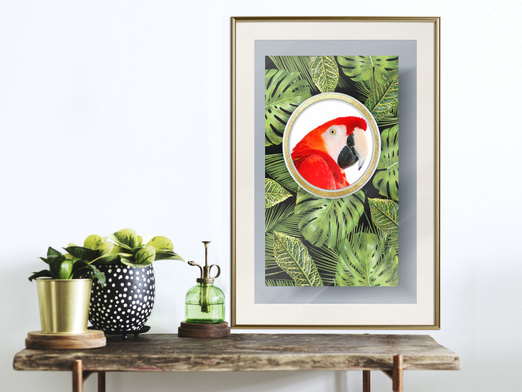 Wall Poster Parrot in the jungle - colorful bird on a background of green tropical leaves 116407 additionalImage 21