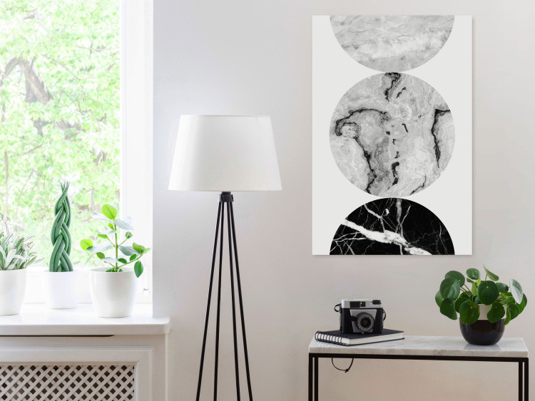 Canvas Simplicity in Shape (1-part) - Black and White in Marble Circles 117307 additionalImage 3