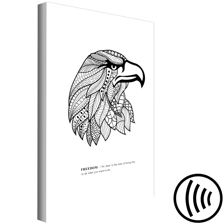 Canvas Art Print Graphic eagle - patterned bird with the word ‘’Freedom’’ in black 117507 additionalImage 6
