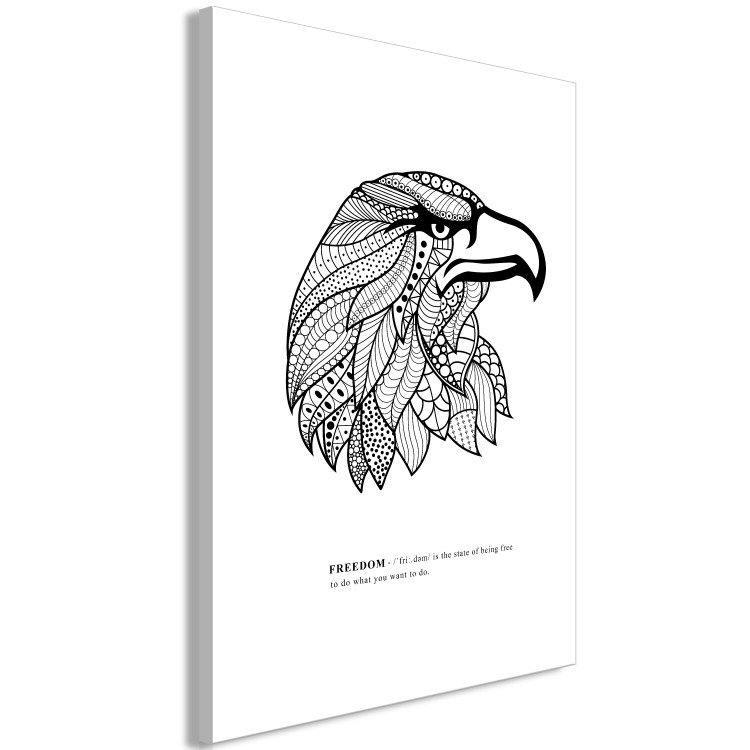 Canvas Art Print Graphic eagle - patterned bird with the word ‘’Freedom’’ in black 117507 additionalImage 2