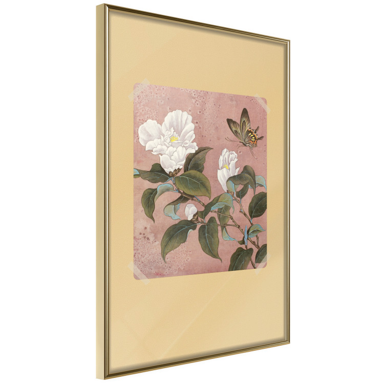 Wall Poster Azalea Flower - white petals among green leaves and a colorful butterfly 117607 additionalImage 12