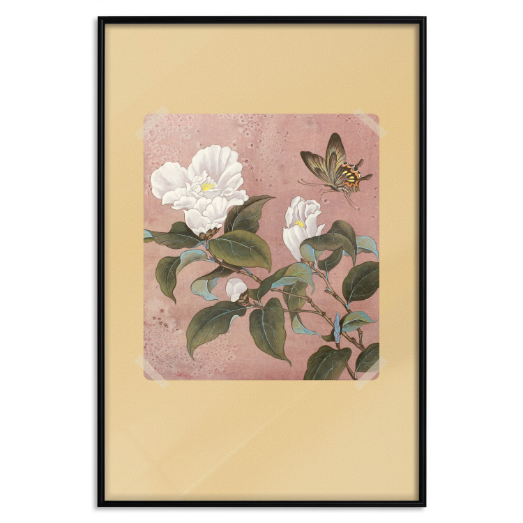 Wall Poster Azalea Flower - white petals among green leaves and a colorful butterfly 117607 additionalImage 18